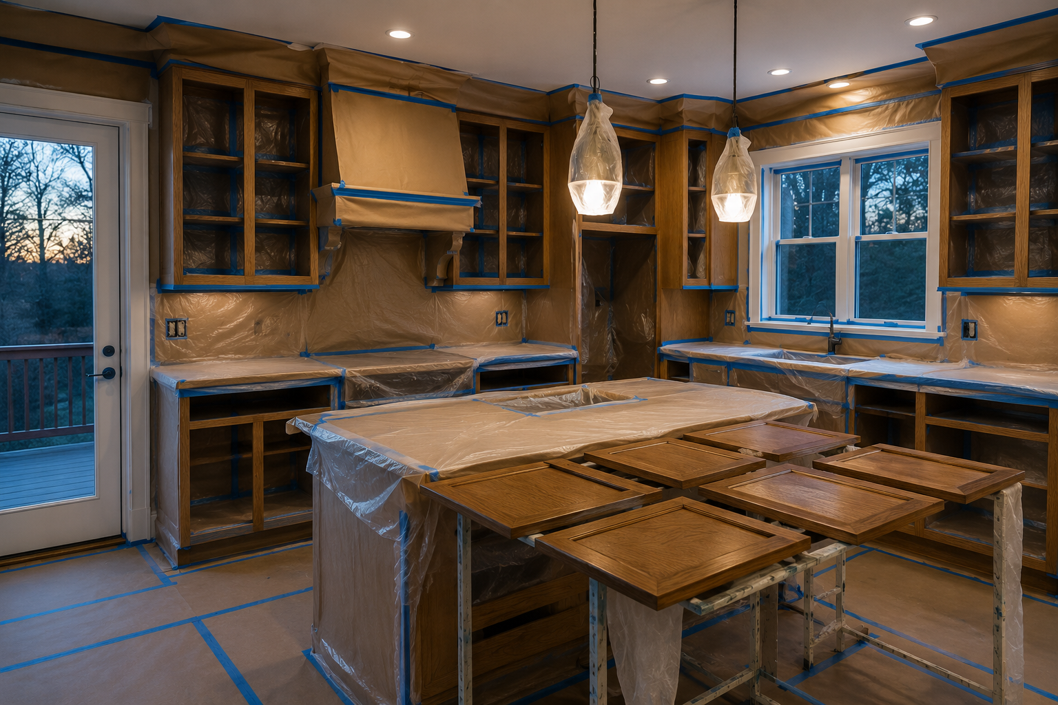 Kitchen cabinets before professional painting